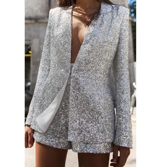 Zara | Shorts | Zara Sequin High Waisted Shorts | Poshmark
